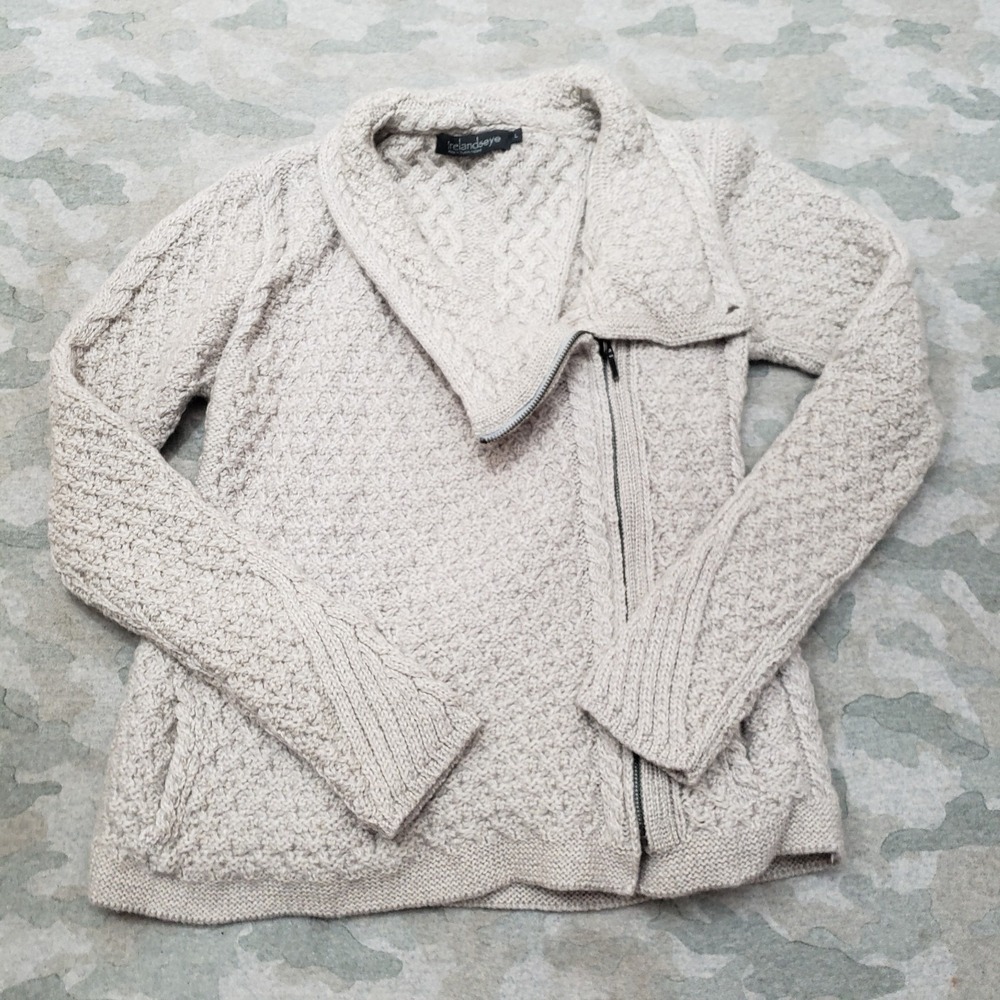 Irelandseye Sweater Womens Large Gray Full Zip Wool